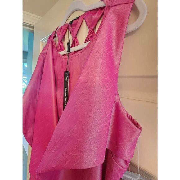 Samuel Dong NWT pink taffeta cocktail dress size Large cutout - Picture 3 of 11